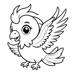 Vector illustration of a cute phoenix doodle for kids colouring page