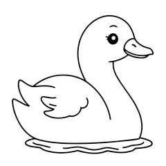Cute vector illustration Swan drawing for children page