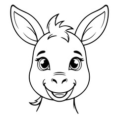 Vector illustration of a cute Donkey drawing for colouring page