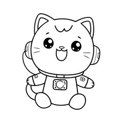 Vector illustration of a cute Cat drawing for kids colouring activity