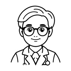 Simple vector illustration of Doctor drawing for kids colouring activity