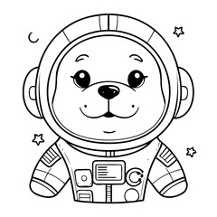 Vector illustration of a cute Dog doodle for toddlers colouring page