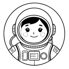 Simple vector illustration of Astronaut for kids colouring worksheet