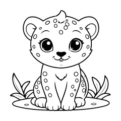 Cute vector illustration cheetah for toddlers colouring page