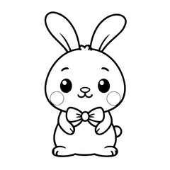 Cute vector illustration Bunny drawing for toddlers colouring page
