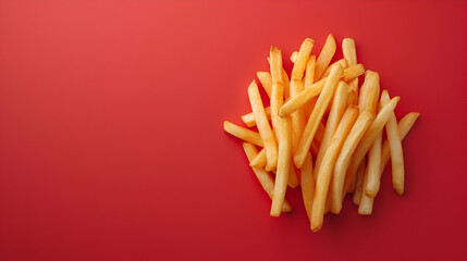 Fried french fry potatoes closeup for background
French fries in a fast food restaurant Close-up of french fries against  yellow  background, Generative  AI

