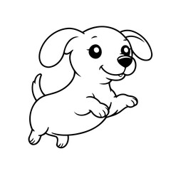 Cute vector illustration Dachshund drawing for kids colouring activity
