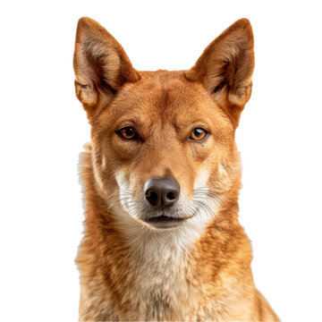 A dingo stands confidently in front of a plain Png background, a dingo isolated on transparent background