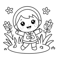 Cute vector illustration Spring colouring page for kids