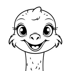 Cute vector illustration Ostrich doodle for toddlers colouring page