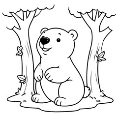 Cute vector illustration Polarbear drawing for kids page