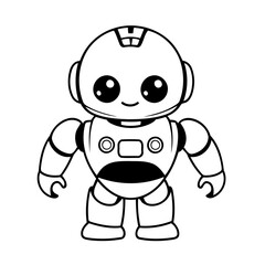 Simple vector illustration of robot for toddlers colouring page