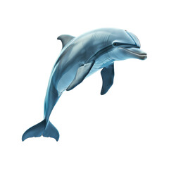 Obraz premium A blue dolphin gracefully swims on a Png background, a dolphin isolated on transparent background