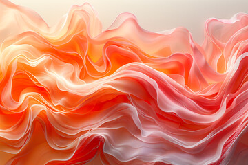 Peach fuzz color Abstract material in the form of silk waves, background texture for product display and wallpapers