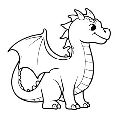 Simple vector illustration of Dragon drawing colouring activity