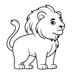 Cute vector illustration Lion for kids colouring worksheet