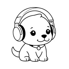 Cute vector illustration Puppy drawing for toddlers coloring activity