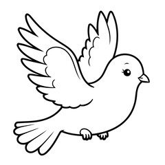 Simple vector illustration of Dove colouring page for kids