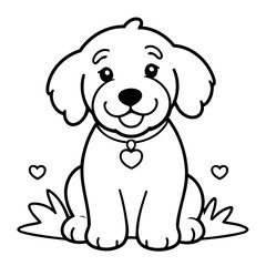 Vector illustration of a cute Labradoodle drawing for toddlers book