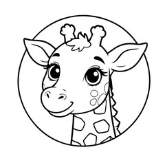 Simple vector illustration of Giraffe drawing for toddlers colouring page