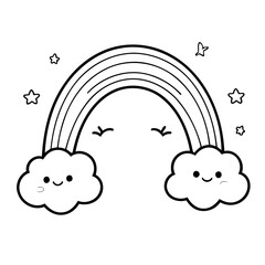 Vector illustration of a cute Rainbow doodle for children worksheet