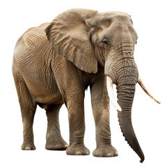 An elephant standing in front of a plain Png background, a elephant isolated on transparent background