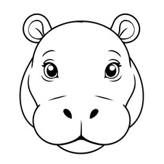 Simple vector illustration of hippo drawing for children page