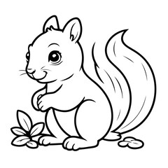 Vector illustration of a cute squirrel drawing for toddlers coloring activity