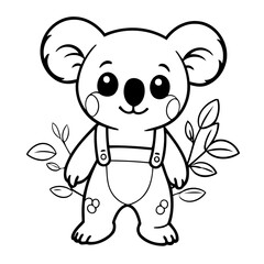 Vector illustration of a cute Koala drawing for colouring page