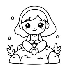 Cute vector illustration Girl hand drawn for toddlers