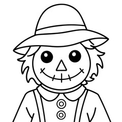 Cute vector illustration Scarecrow drawing for toddlers colouring page