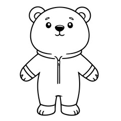 Vector illustration of a cute bear doodle for toddlers worksheet