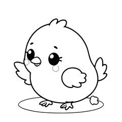 Vector illustration of a cute chick drawing for toddlers book