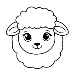 Cute vector illustration Sheep doodle black and white for kids page
