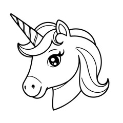 Cute vector illustration Unicorn doodle black and white for kids page