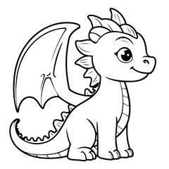 Cute vector illustration Dragon hand drawn for toddlers