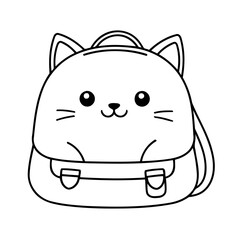 Cute vector illustration CatBag doodle for toddlers colouring page