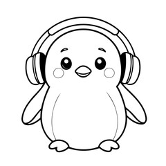 Cute vector illustration Penguin drawing for colouring page