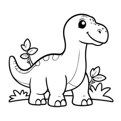 Cute vector illustration Dino for kids colouring worksheet
