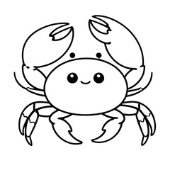 Vector illustration of a cute crab doodle for kids coloring worksheet