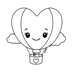 Simple vector illustration of Balloon drawing for kids colouring activity