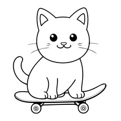 Cute vector illustration Cat drawing for kids colouring page