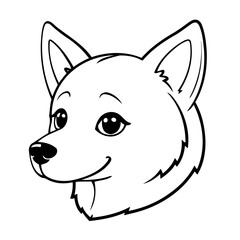 Cute vector illustration Husky drawing for toddlers colouring page