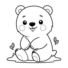 Vector illustration of a cute Polarbear doodle drawing for kids page