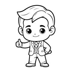 Cute vector illustration Businessman doodle for kids colouring page