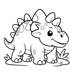 Simple vector illustration of Ankylosaurus colouring page for kids
