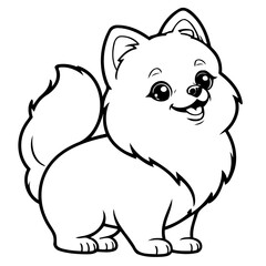 Cute vector illustration Pomeranian colouring page for kids