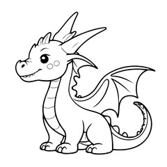 Simple vector illustration of Dragon drawing for toddlers book