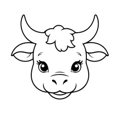 Cute vector illustration Bull doodle for toddlers colouring page