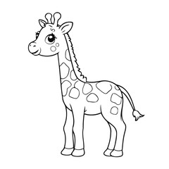 Simple vector illustration of giraffe colouring page for kids